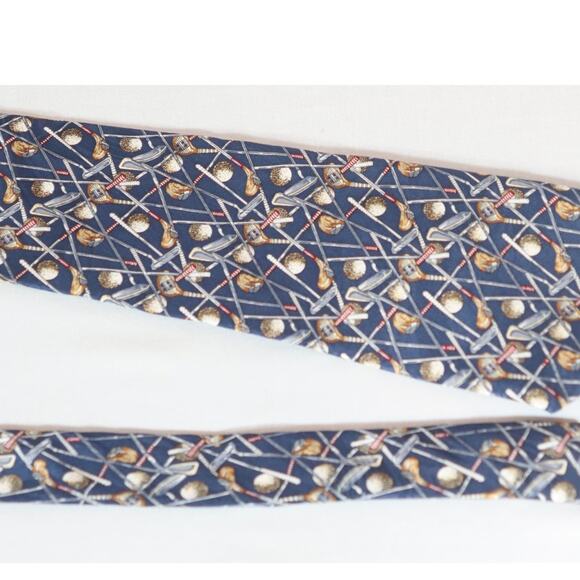 Crooks & Creed London Mens Neck Tie Gold Theme Midnight Blue White - Picture 3 of 4